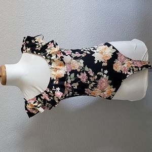 Agaci Black Floral Bodysuit